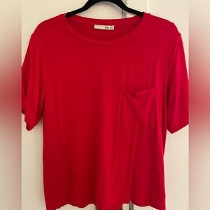 Aritzia Wilfred Free Vibrant Red Crew Neck Boxy Tee with Pocket